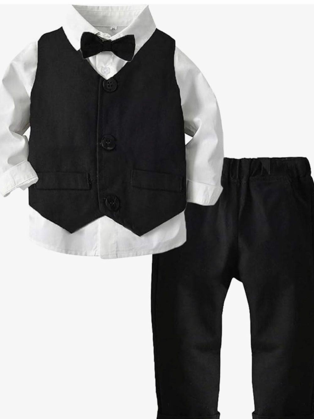Toddler Black Vest, Shirt & Bow Tie Set